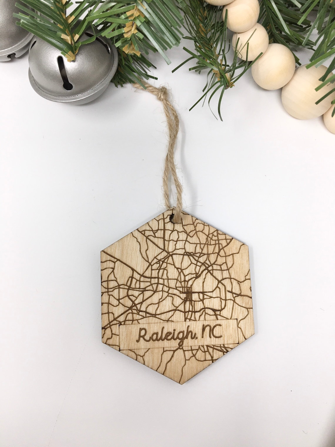 Raleigh map North Carolina Christmas ornament Raleigh | Etsy