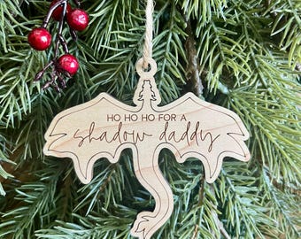 Romantasy Wingleader Bookish lover Book Boyfriend Wooden Christmas Ornament, Book club funny holiday gift, Reading Fae Smut stocking stuffer