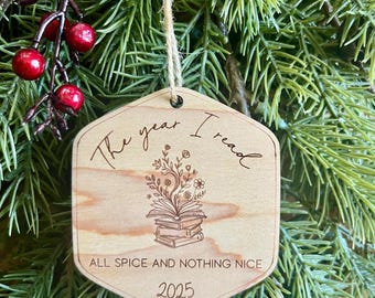 Romantasy Tired Mom Spicy Bookish lover Wooden Christmas Ornament, Book club funny holiday gift, Reading Fae Smut stocking stuffer