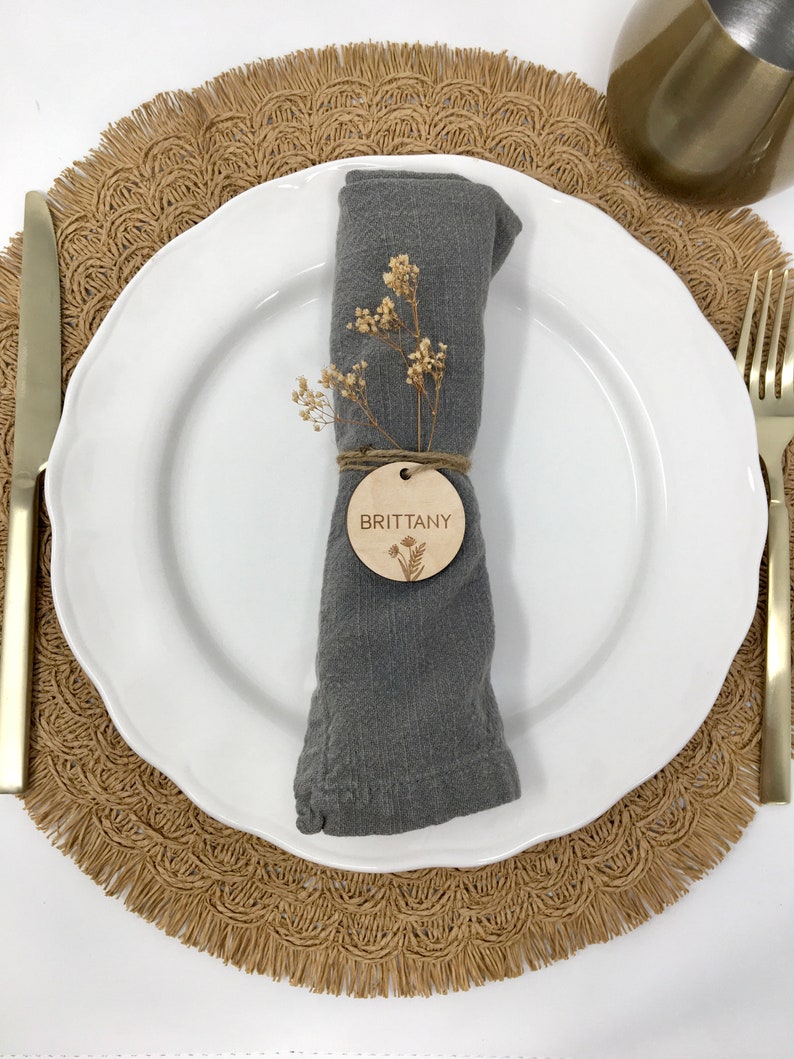 Personalized napkin ring, Boho Wedding table decoration, Dinner Party Place Card, Name Placeholder, Seating chart, Custom Napkin Holders image 6