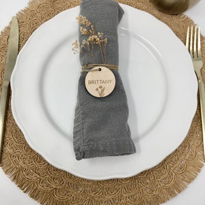 Personalized napkin ring, Boho Wedding table decoration, Dinner Party Place Card, Name Placeholder, Seating chart, Custom Napkin Holders image 9