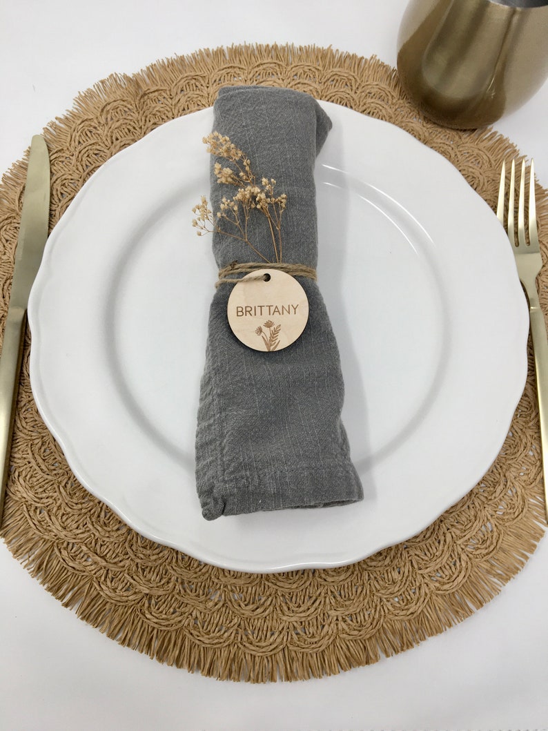 Personalized napkin ring, Boho Wedding table decoration, Dinner Party Place Card, Name Placeholder, Seating chart, Custom Napkin Holders image 9