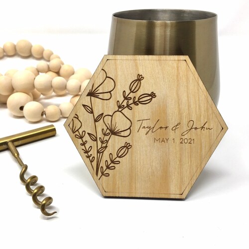 Custom Bulk Wedding Favors Personalized Wooden Coaster Set Etsy