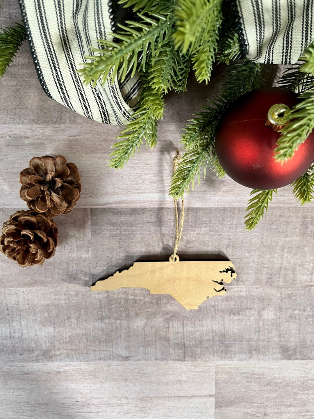 Wooden North Carolina 2023 Ornament, Raleigh Winston Salem Asheville