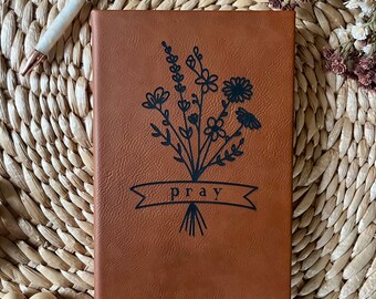 Custom Christian Prayer Journal engraved Leather Journal gift, Personalized Journal,  Journal and Notebook, Journaling gift