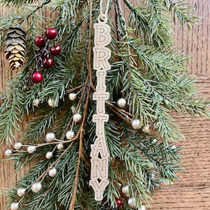 Custom Name Christmas Ornament, Wooden Kids Stocking Stuffer
