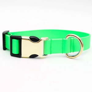 Collar impermeable para perros // Collar ligero de biotano verde brillante // ¡3 opciones de hebilla! // Duradero y fácil de limpiar