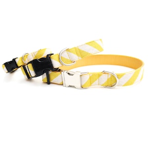 SOL Hundehalsband gelb gestreift | Rifle Paper Co Hundehalsband aus Stoff | Sommer Canvas Kragen | Gestreiftes Hundehalsband