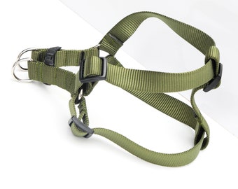 Army Green Nylon Dog Harness: Step-In Style, USA Made