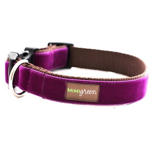 Collier pour chien violet prune // collier pour chien en velours 'olive' // Choix de boucles en argent et en or!