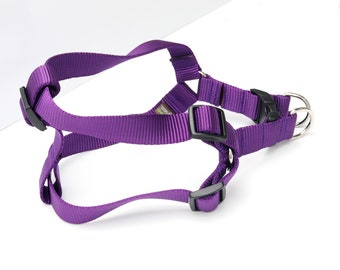 Purple Nylon Step-In Dog Harness: USA Made, Customizable Buckle