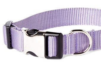 LILAC PURPLE Nylon Dog Collar // GRAPE Designer Webbing // 5 Buckle Choices!