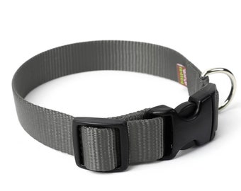 Collar de nailon para perro color gris ceniza // Correa de diseño // ¡5 opciones de hebillas!