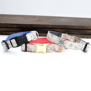 JOURNEY vintage kaart canvas hondenhalsband | Nautische hondenhalsband met retroprint | Vintage canvas kraag | Kaart hondenhalsband