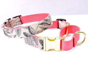 Collare per cani con stampa di foglie botaniche: anello Martingale in tela, prodotto negli Stati Uniti