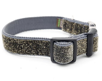 Holiday Dog Collar // Grey Starlight Glitter Velvet Dog Collar // 5 Buckle Choices!