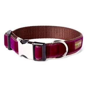 Plum Purple Dog Collar // 'Olive' Velvet Dog Collar // Silver and Gold Buckle Choices!