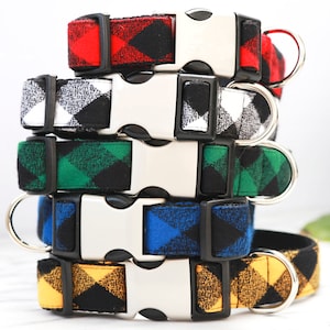 Buffalo Plaid Flannel Dog Collar | Plaid Dog Collar | Winter Fall Collar | Cozy Soft Dog Collar | Buffalo Plaid Dog Collar