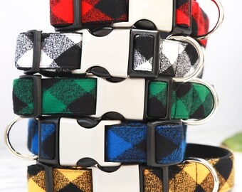 Collar de franela a cuadros de búfalo para perro: collar suave y cómodo para invierno y otoño.