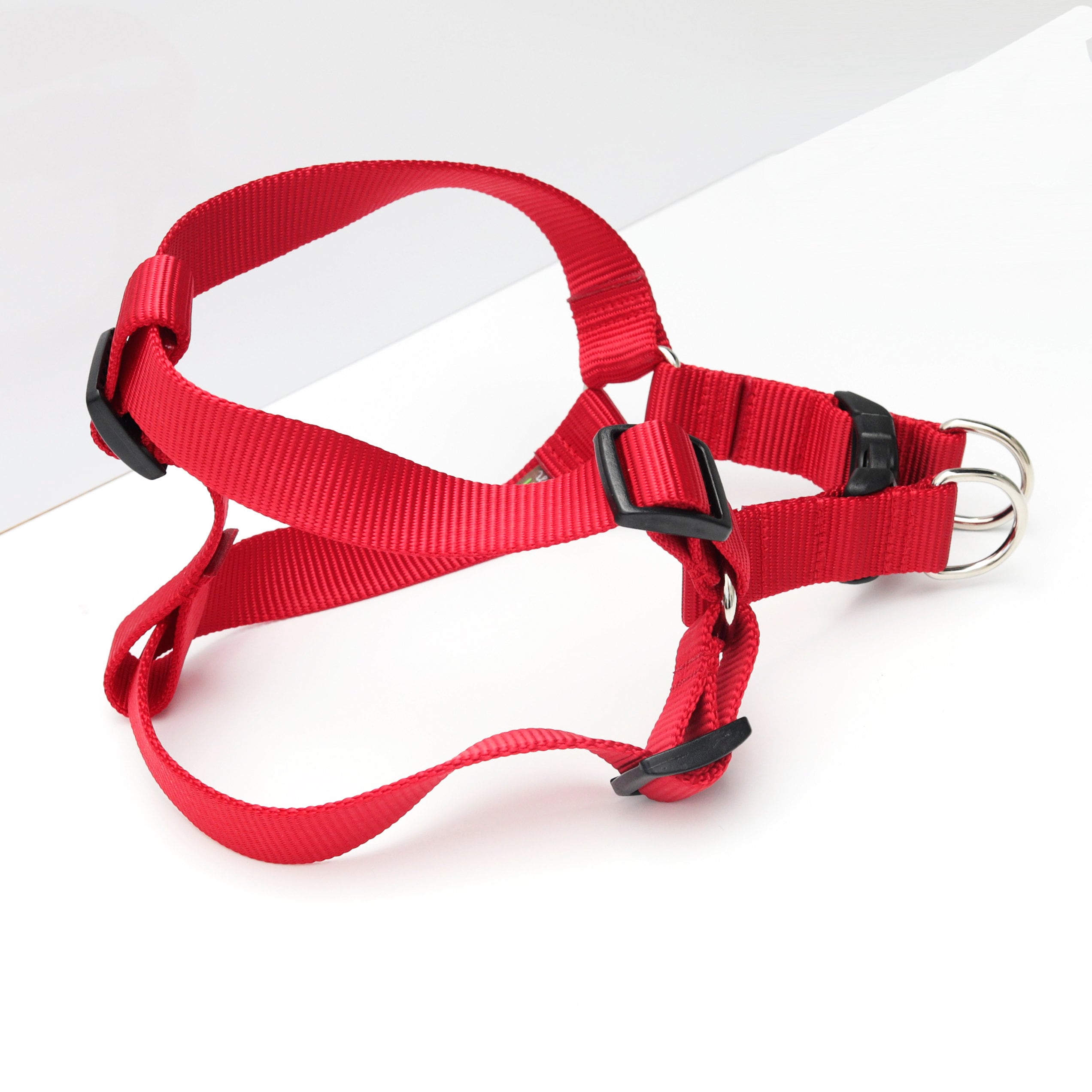 Red Nylon Step-In Dog Harness: USA Made, 5 Buckle Choices