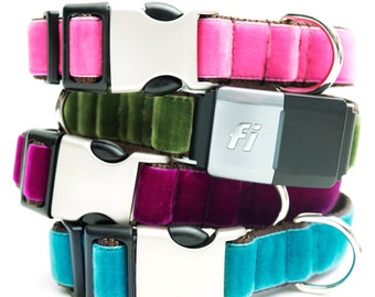 Velvet Fi Compatible Dog Collar // Handmade Fi Collar // Colorful Fi Band // 20 Colors // 5 Buckle Choices! // Series 2 or Series 3