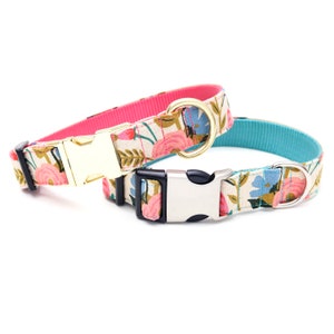 Floral Dog Collar // Rifle Paper Co Canvas Dog Collar // Corsage Dog Collar // 5 + Gold & Silver Buckle Choices!