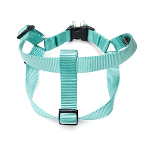 TEAL Nylon Dog Harness // Step-In Style Blue Green Dog Harness // Teal Webbing Harness // 5 Buckle Choices!
