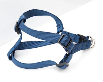 Navy Blue Nylon Dog Harness: Step-In Style, USA Made