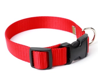 Red Nylon Dog Collar // Designer Webbing // 5 Buckle Choices!