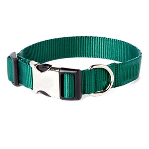 Forest Green Nylon Dog Collar // Designer Webbing // 5 Buckle Choices!
