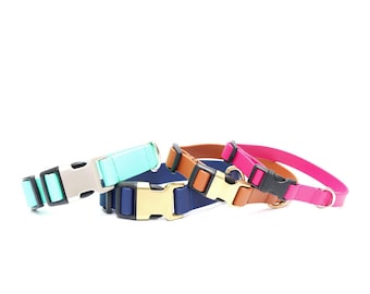 Collar impermeable de Biothane cosido para perros: duradero, de bajo mantenimiento, disponible en varios colores.