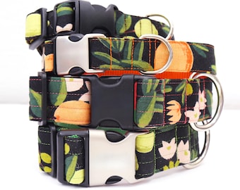 Collier pour chien « Olea » Rifle Paper Co. : toile noire à fleurs fruitées