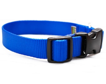 ROYAL BLUE Nylon Dog Collar // Designer Webbing // 5 Buckle Choices!