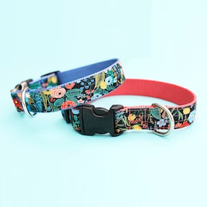 Mae Floral Dog Collar // Rifle Paper Co Fabric Dog Collar // Boho Dog Collar // 5 + Gold & Silver Buckle Choices!