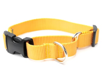 SUNSHINE Yellow Nylon Martingale Dog Collar // Designer Webbing // No Slip Collar // 3 Buckle Choices!