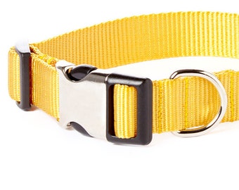 Sunshine Yellow Nylon Dog Collar // Designer Webbing // 5 Buckle Choices!