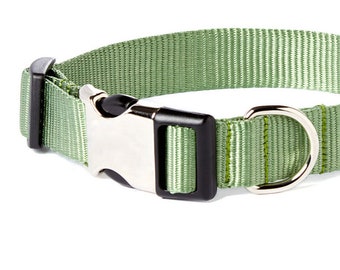 Collar de nailon para perro color verde salvia // Correa de diseño // ¡5 opciones de hebillas!