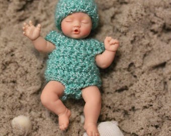 Crochet Onsie Set for 2.5” dolls; custom made; doll not included