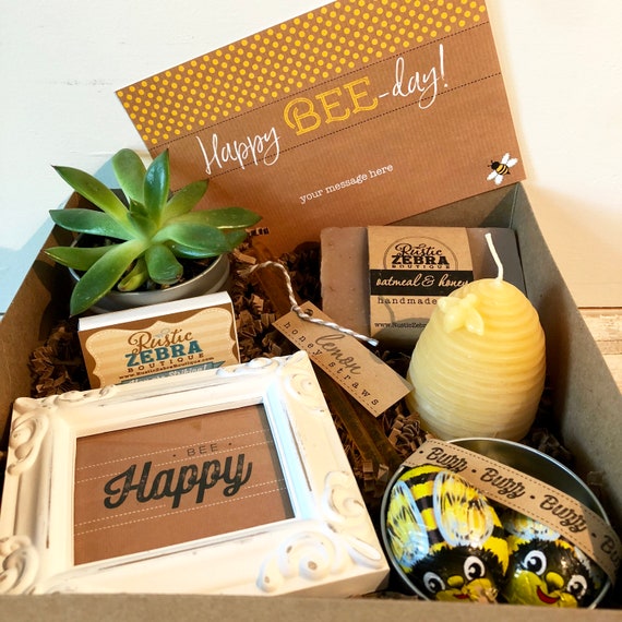 Bee Gifts, Bee Gift Box for Women, Bumble Bee Gifts for Her, Birthday Gift  Basket, Bee Themed Gifts, Live Succulent Gift Box, Hostess Gift 