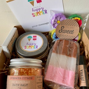 Summer Gift Basket For Women, Beach Gift Box, Filled Basket, Teacher Summer Box, Popsicle Gift Box, Spa Gift Set, Stress Relief Gift, Care