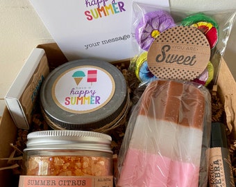 Cesta de verano para mujeres, caja de regalo de playa, envía un regalo, cesta de verano para profesoras, caja de regalo de paletas heladas, set de regalo de spa, regalo de amistad, autocuidado