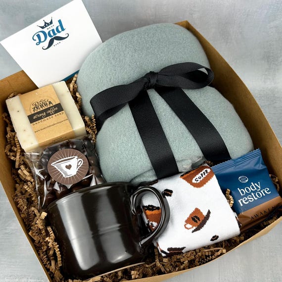 Coffee Mens Gift Box - Personalized Gift For Dad - Bath and Body Gift Set Idea For Men - Unique Gift For Grandpa