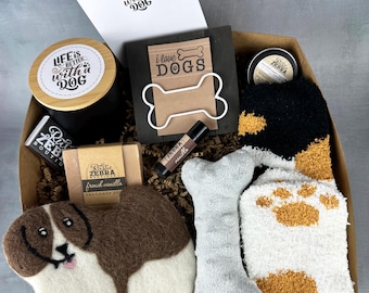 Cesta de regalo para mamás perrunas, paquete de cuidado con temática canina, set de regalo para amantes de los perros, cesta de regalo para el Día de la Madre, caja de spa para cachorros, ideas de regalo para veterinarios