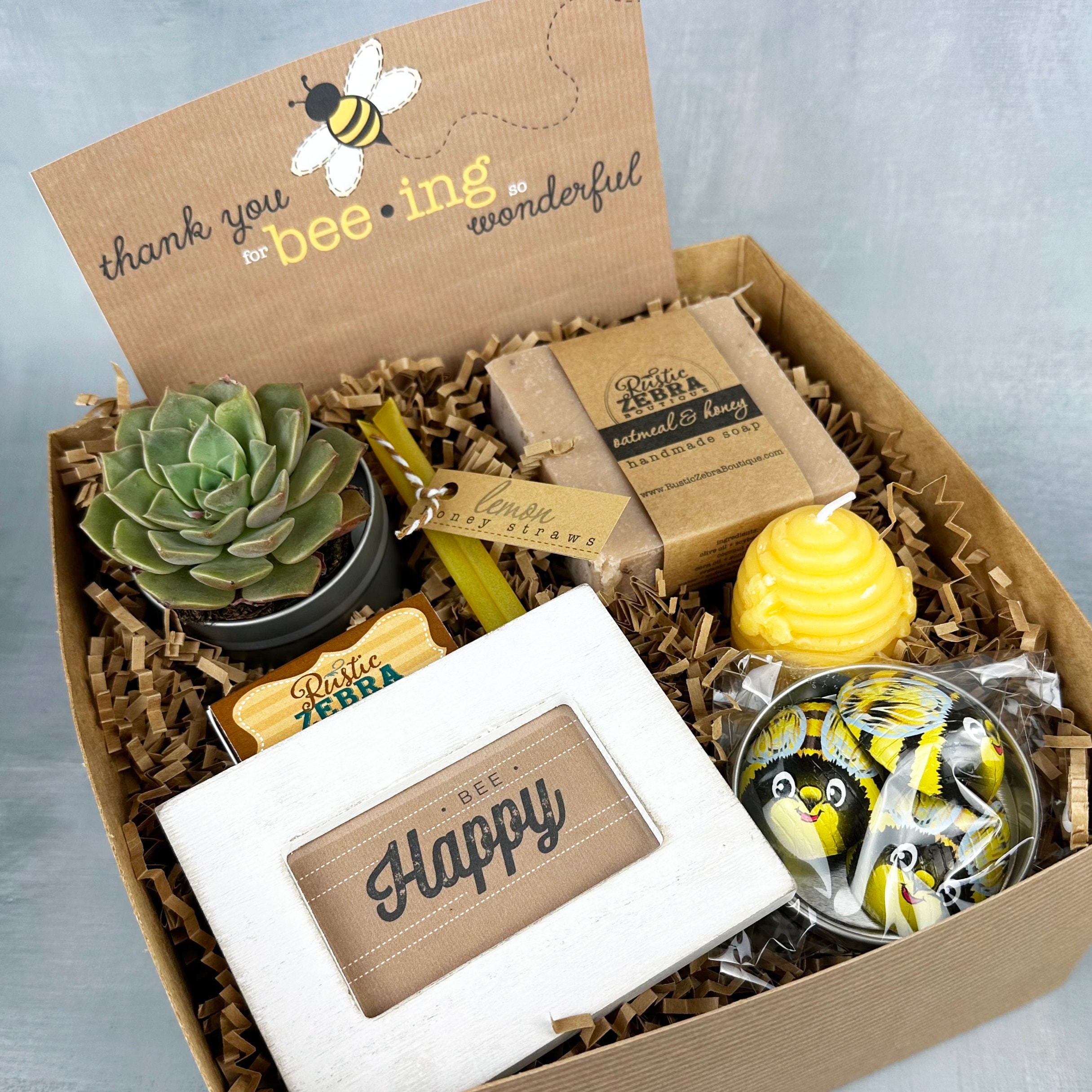 Bee Gift Box Rustic Zebra Gifts for Her ~ Bee Theme Gift Set