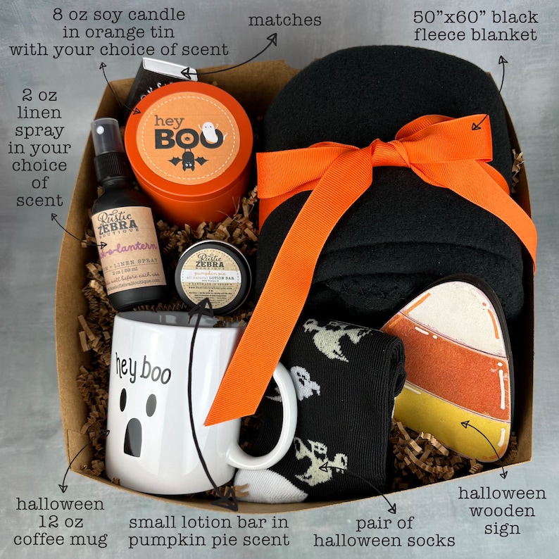 Halloween Boo Basket For Women - Spooky Basket For Adults - Personalized Halloween Gift Box - Hygge Basket Halloween Care Package For Her image 2