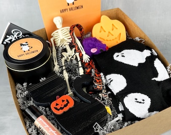 Halloween Gifts For Kids - Halloween Treat Boxes Cat Themed - Witchy Halloween Personalised Boo Basket For Adults - Halloween Care Package