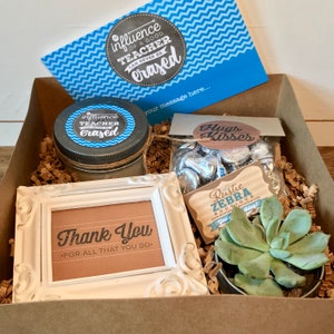 Geschenkmanden waardering leraar, gepersonaliseerd terug naar school cadeau voor leraren, sappige doos, cadeau schoolleraar, gepersonaliseerd afstudeercadeau