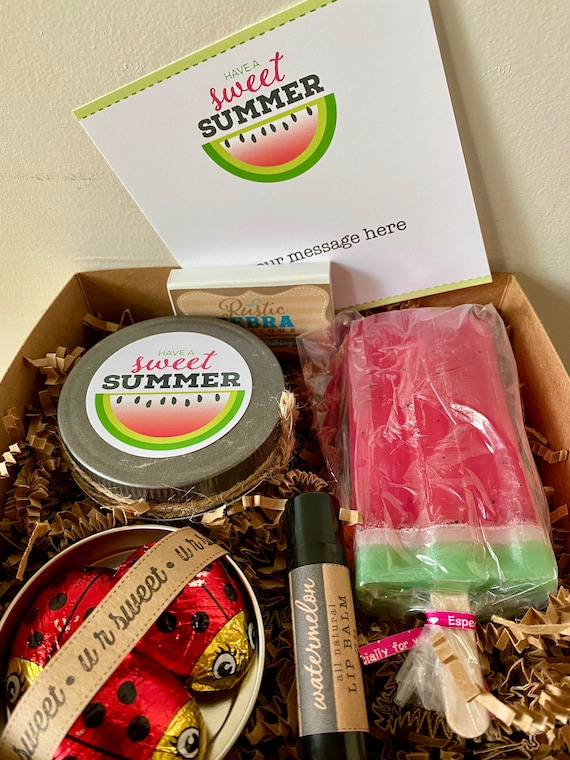 Summer Gift Box For Women, Summer Teacher Gift, Popsicle Gift Basket, Candle Care Package,Spa Gift Set, Relaxation Gifts, Mental Health Gift