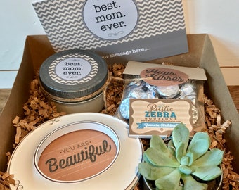 Mothers Day Basket, Gift For Mom, Best Mom Ever Gift Box, Spa Accessories Gift For Mom, Birthday Gift For Her, Candy Gift Box,Succulent Gift