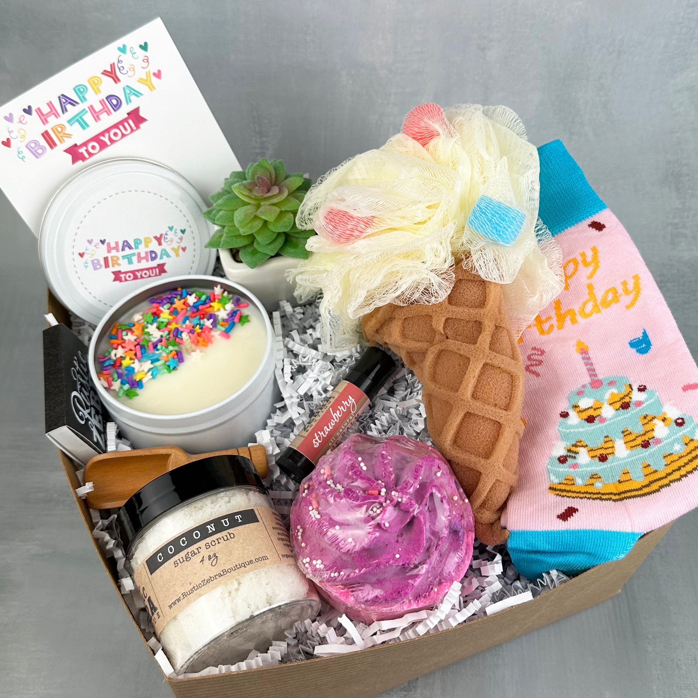 Happy Birthday Gift Box for Her, Friendship Basket, Spa Gift for